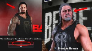 Wwe 2k18 What Happens If Roman Reigns Sims 20 Years Gets Old In Wwe 2k18 Universe Elementgames
